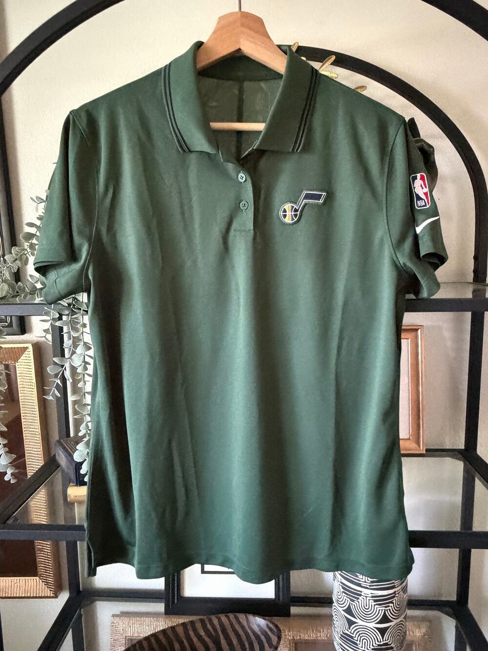 Nike Utah Jazz NBA Dri-FIT Polo Shirt Womens Large Green CN7296-323 Logo